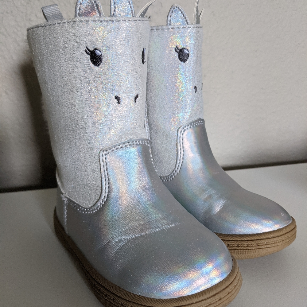 Shiny Silver Unicorn Boots